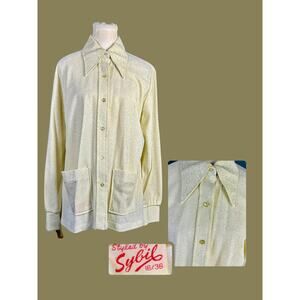 Deadstock Vintage 70s Styled by Sybil Lurex Gold Glitter Button Down Blouse 16